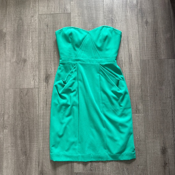 BCBGMAXAZRIA Daphine Emerald Green Bustier Dress: - Picture 1 of 5